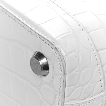 Balenciaga Calfskin Crocodile Embossed XXS Ville Top Handle Bag White Black 18 of 18