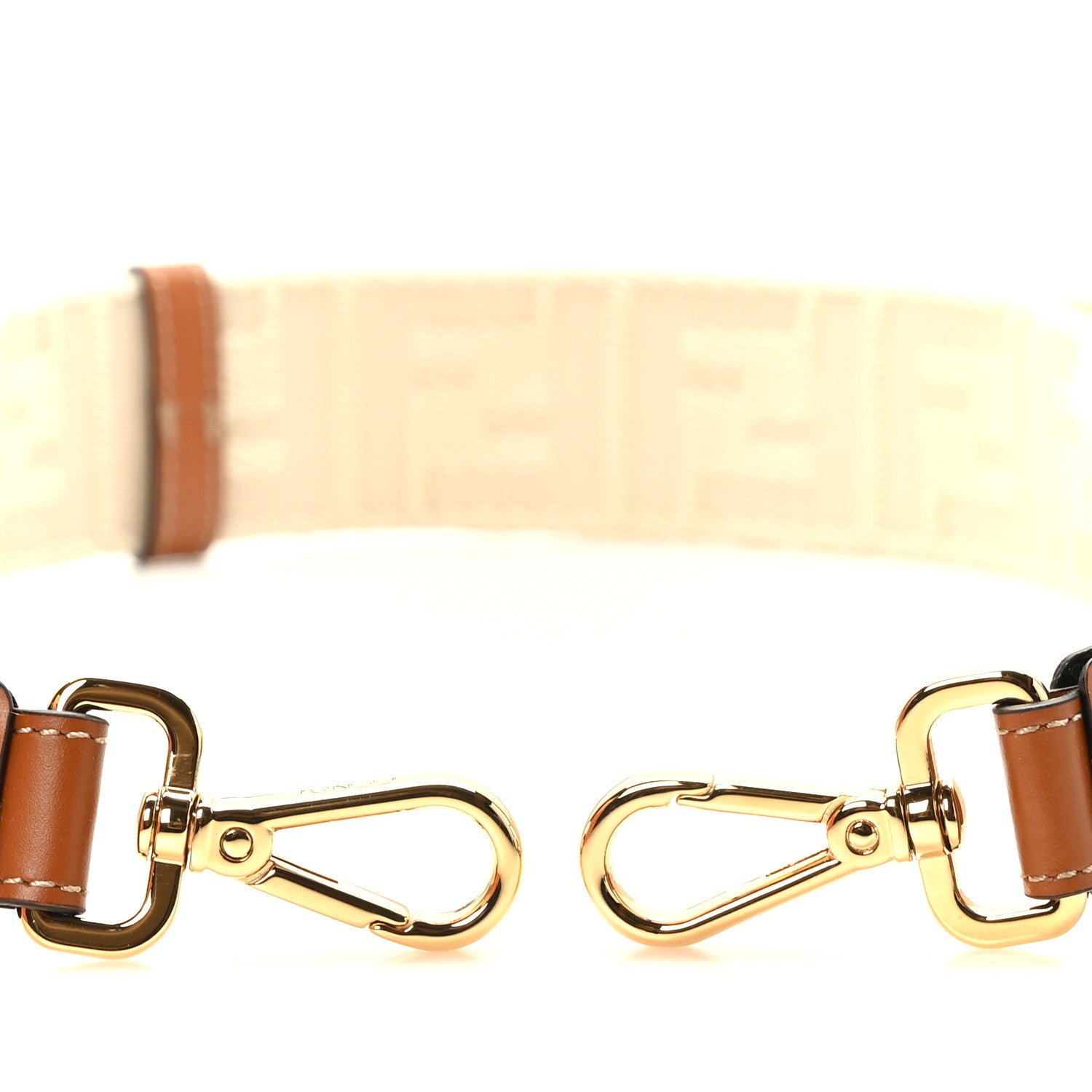 Fendi Jacquard Ribbon Vitello King FF Bi-Color Intreccio Adjustable Strap You Beige Tan 5 of 6