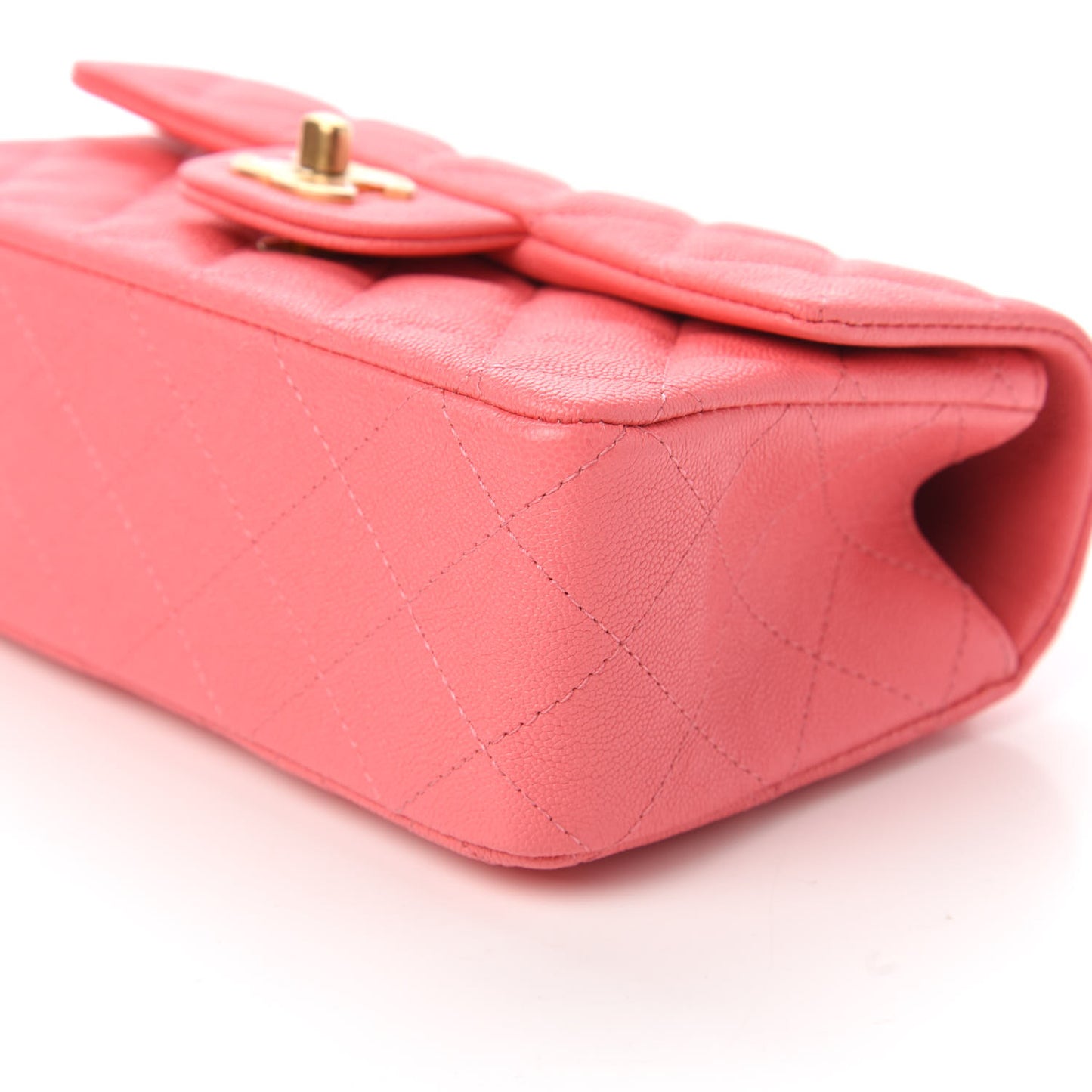 Caviar Quilted Mini Top Handle Rectangular Flap Pink