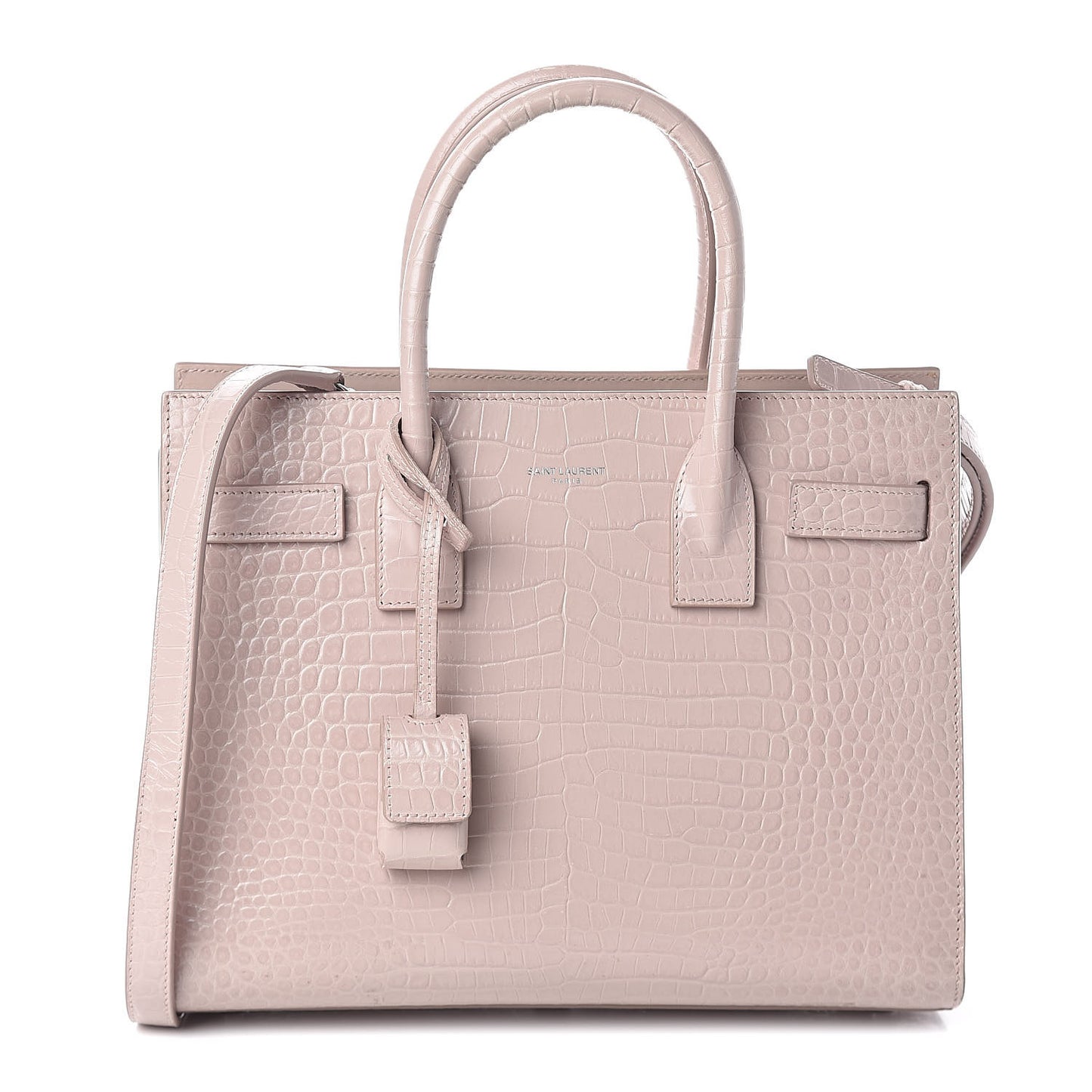 Calfskin Crocodile Embossed Baby Sac De Jour Rose Antic
