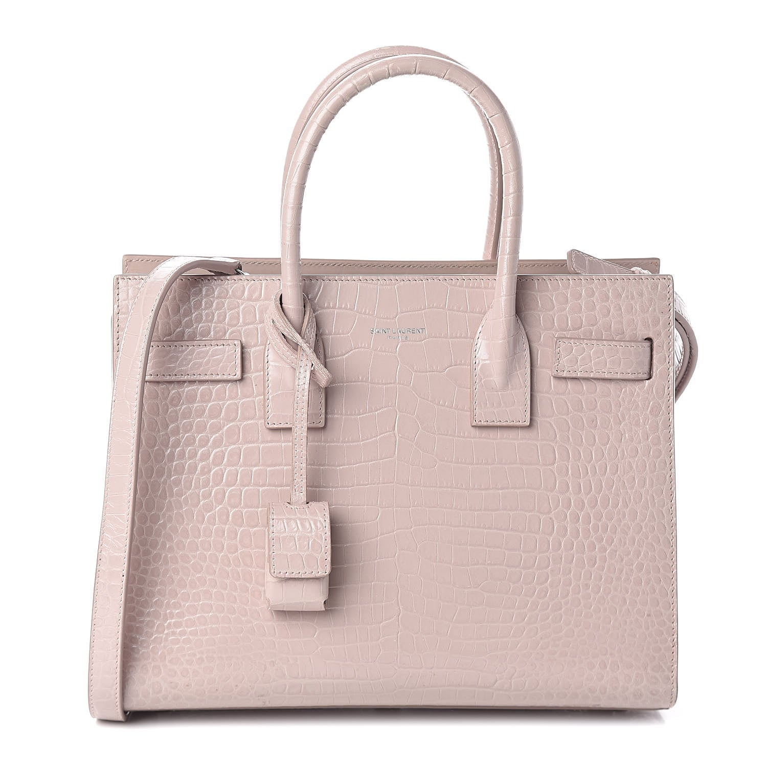 Saint Laurent Calfskin Crocodile Embossed Baby Sac De Jour Rose Antic 1 of 9