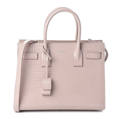 Saint Laurent Calfskin Crocodile Embossed Baby Sac De Jour Rose Antic 1 of 9