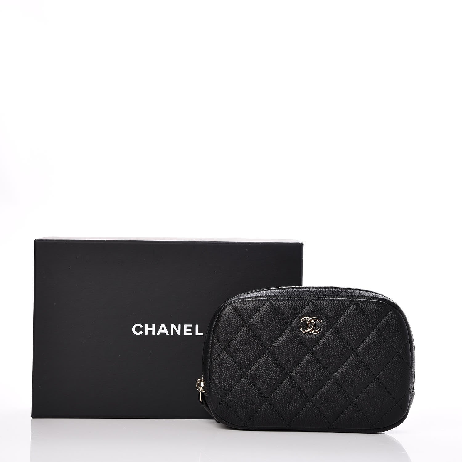 Chanel Caviar Quilted Small Curvy Pouch Cosmetic Case Black 8 of 8