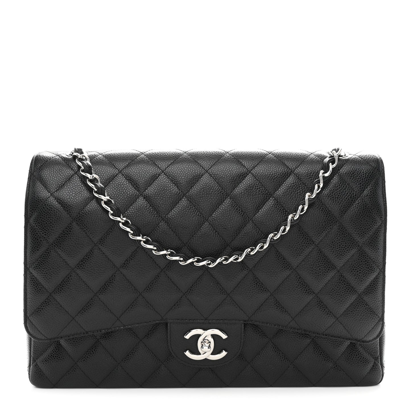 Caviar Quilted Maxi Double Flap Black