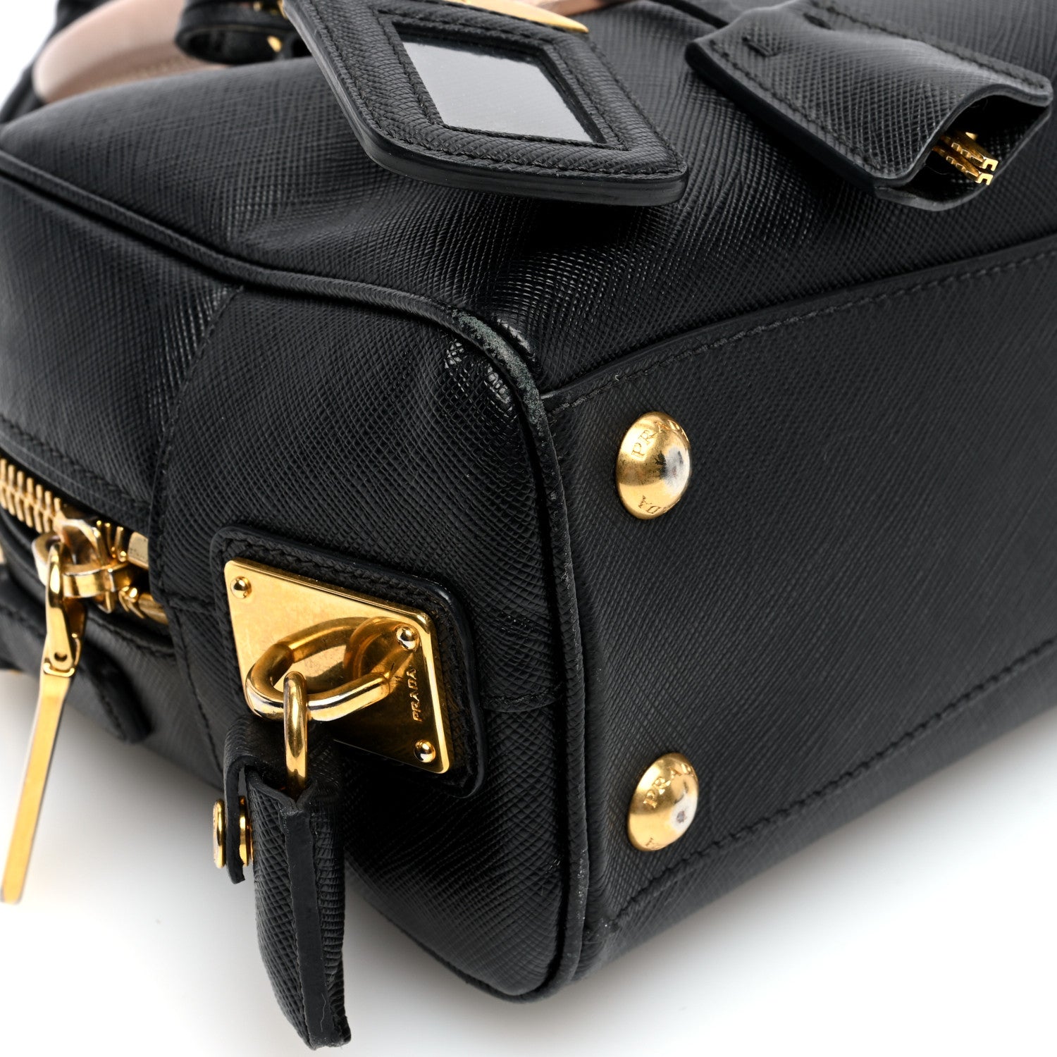 Prada Saffiano Lux Bauletto Black Cammeo 8 of 9