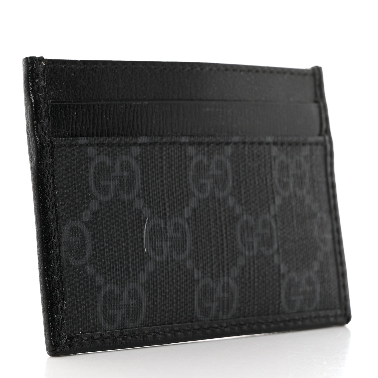 Gucci GG Supreme Monogram Textured Dollar Calfskin Retro Interlocking G Card Holder Black 4 of 7