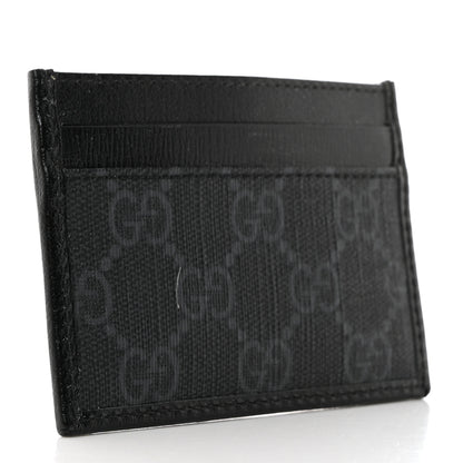 Gucci GG Supreme Monogram Textured Dollar Calfskin Retro Interlocking G Card Holder Black 4 of 7