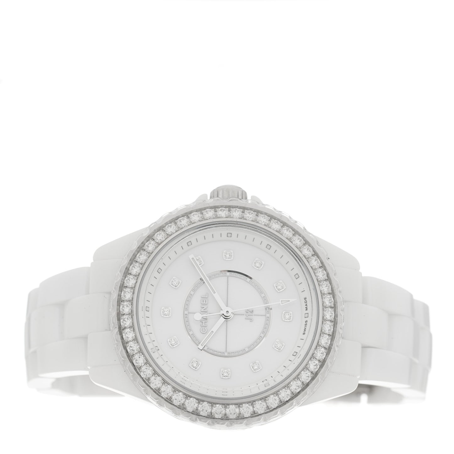 Stainless Steel Ceramic Diamond Bezel 33mm J12 Quartz Watch White