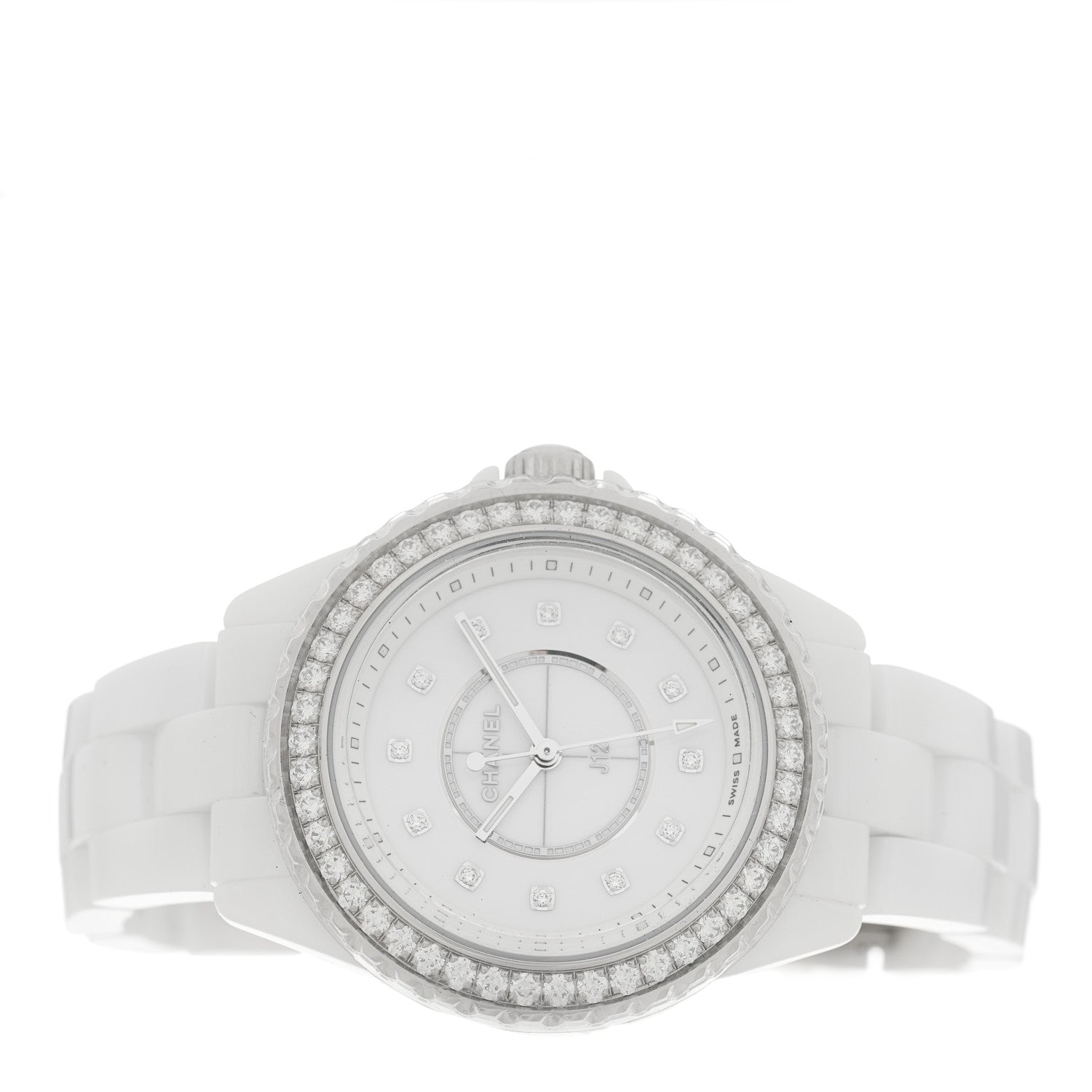 Chanel Stainless Steel Ceramic Diamond Bezel 33mm J12 Quartz Watch White 2 of 5