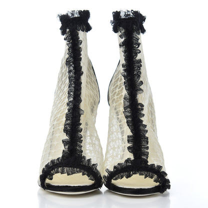 Chanel Lace Mesh Booties 38 Ivory Black 2 of 12