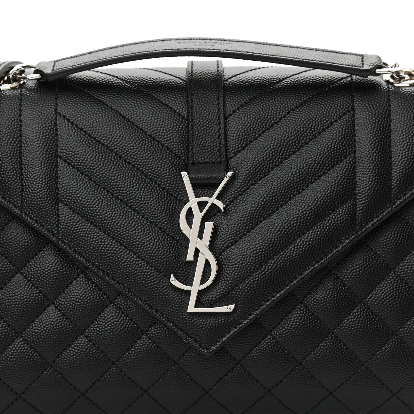 Grain De Poudre Textured Mixed Matelasse Triquilt Medium Monogram Satchel Black