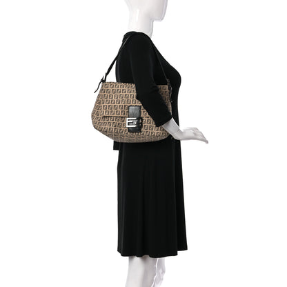 Fendi Zucchino Vitello Mama Baguette Beige Black 2 of 10