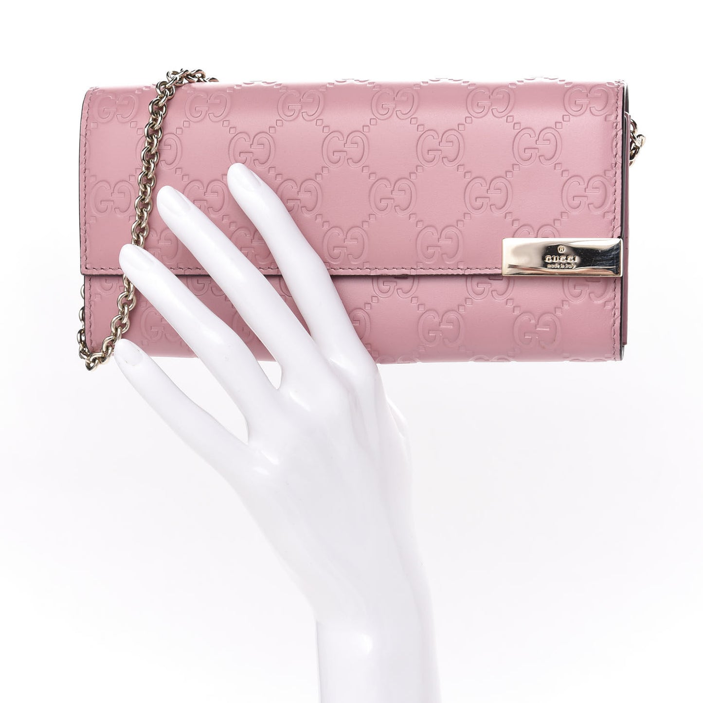 Guccissima Signature Dice Chain Wallet Carmine Rose