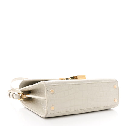 Saint Laurent Crocodile Embossed Mini Classic Monogram Cassandra Top Handle Crema Soft 4 of 17