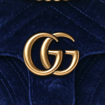 Gucci Velvet Matelasse Mini GG Marmont Shoulder Bag Cobalt Blue 9 of 13