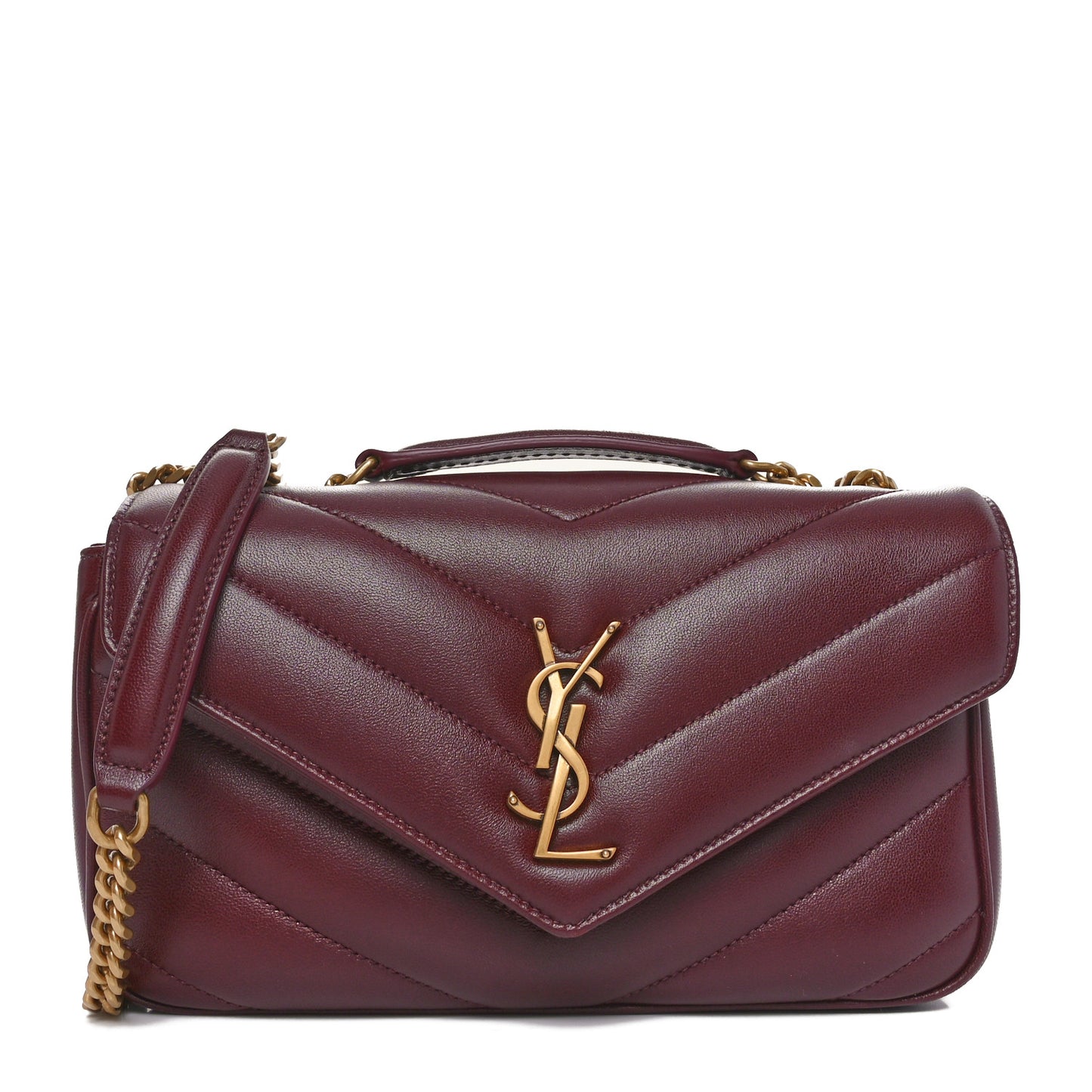 Lambskin Chevron Quilted Small Loulou Rouge Cabernet