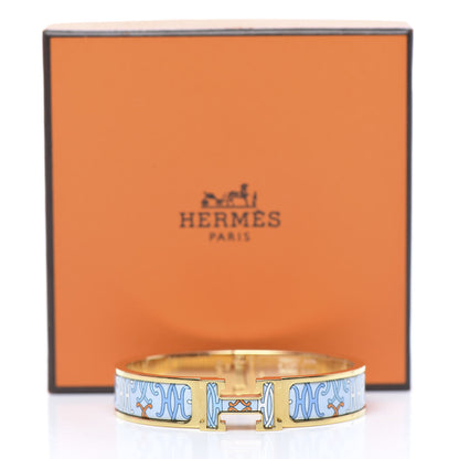 Hermes Enamel Narrow Print H Lift Clic Clac H Bracelet PM Orange Blue 6 of 6
