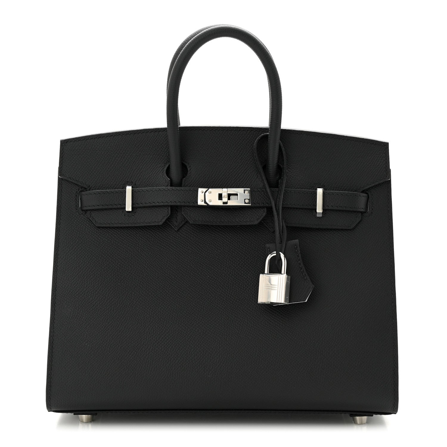 Hermes Epsom Horseshoe Birkin Sellier 25 Black Bleu Pale 1 of 11