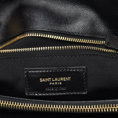 Saint Laurent Grain De Poudre Matelasse Chevron Monogram Shopping Bag Black 7 of 8