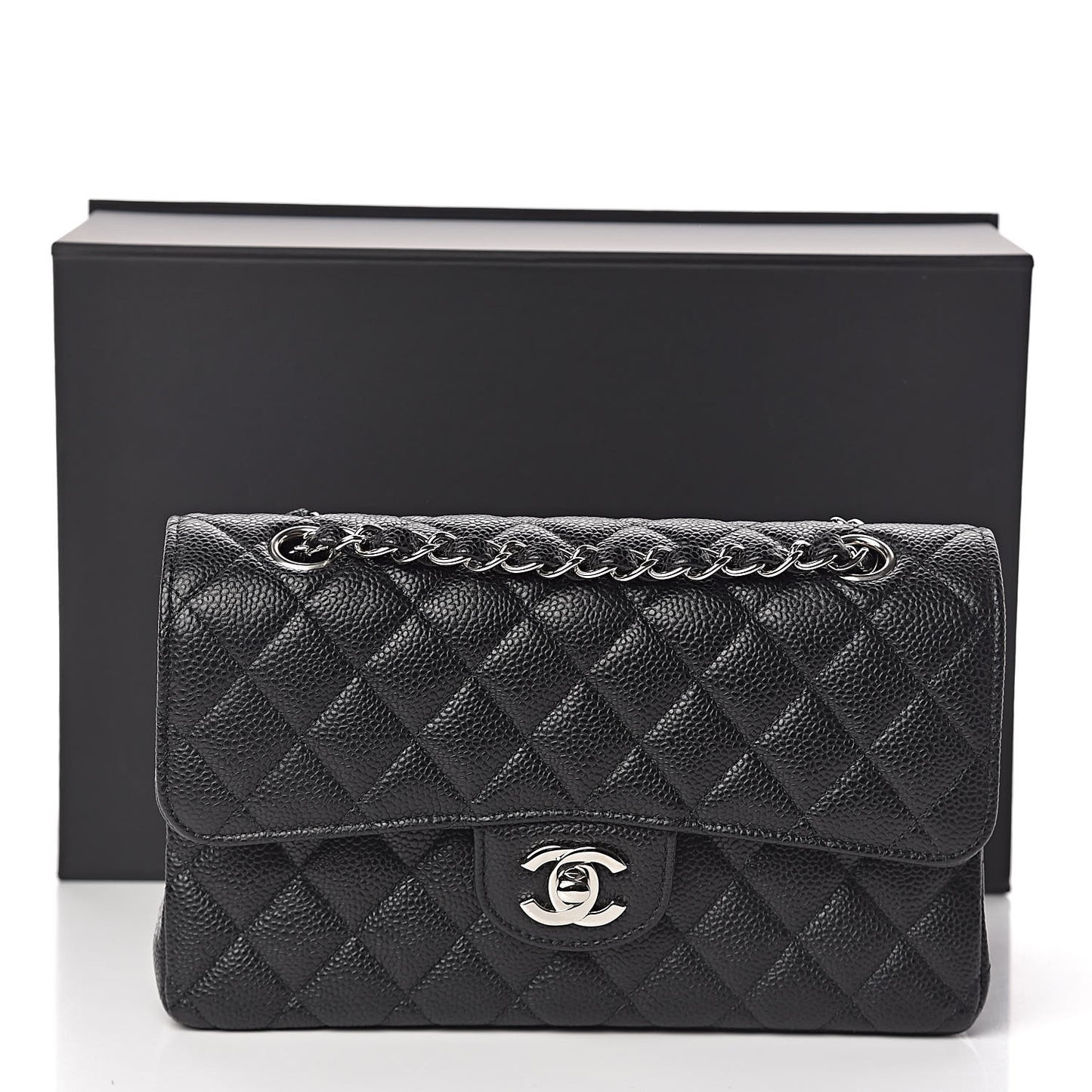 Caviar Quilted Small Double Flap Black