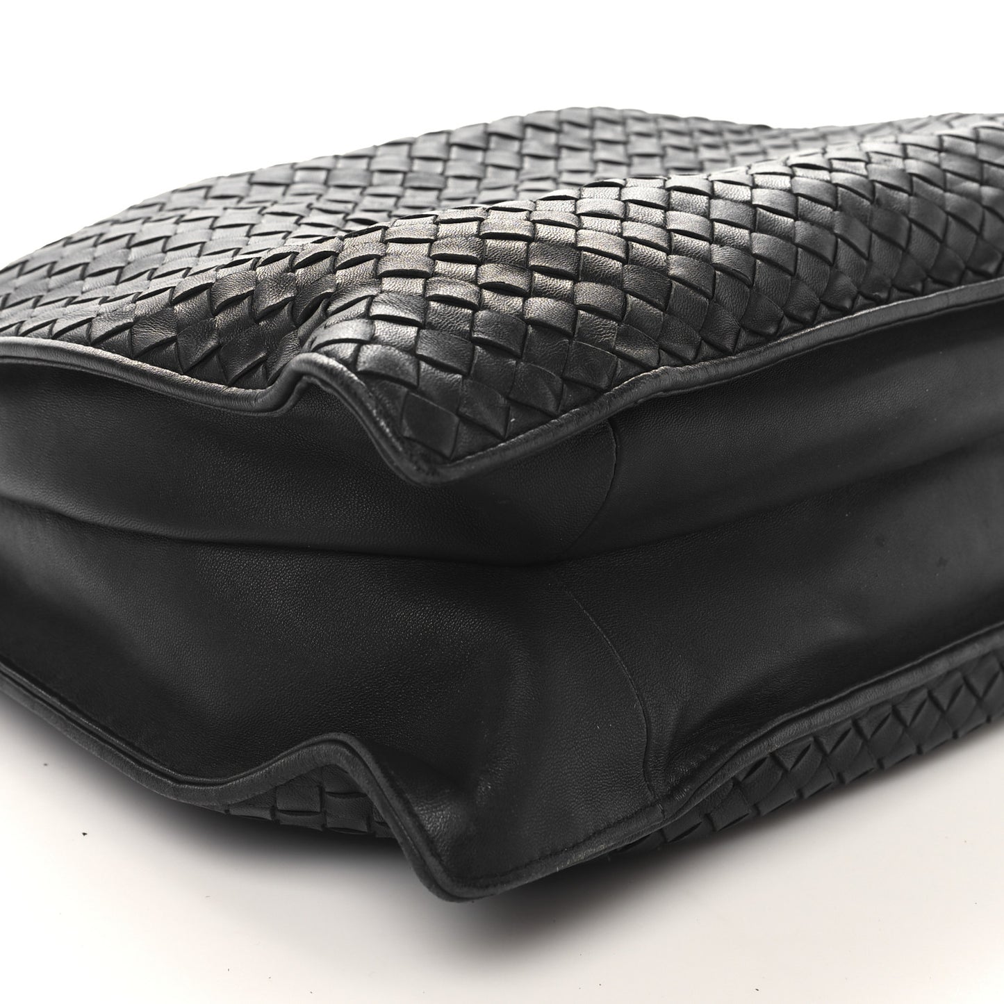 Nappa Intrecciato Medium Drawstring Tassel Tote Black