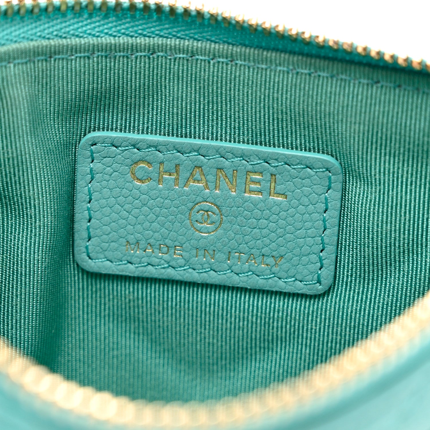 Chanel Caviar Chevron Quilted Small Cosmetic Case Light Blue 6 of 8