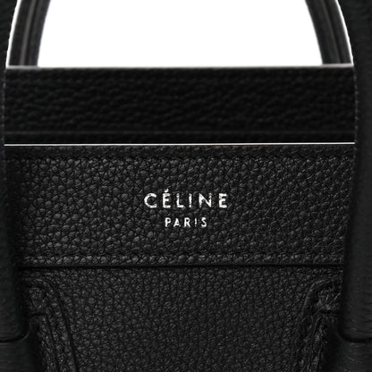 Celine Drummed Calfskin Nano Luggage Black 7 of 9