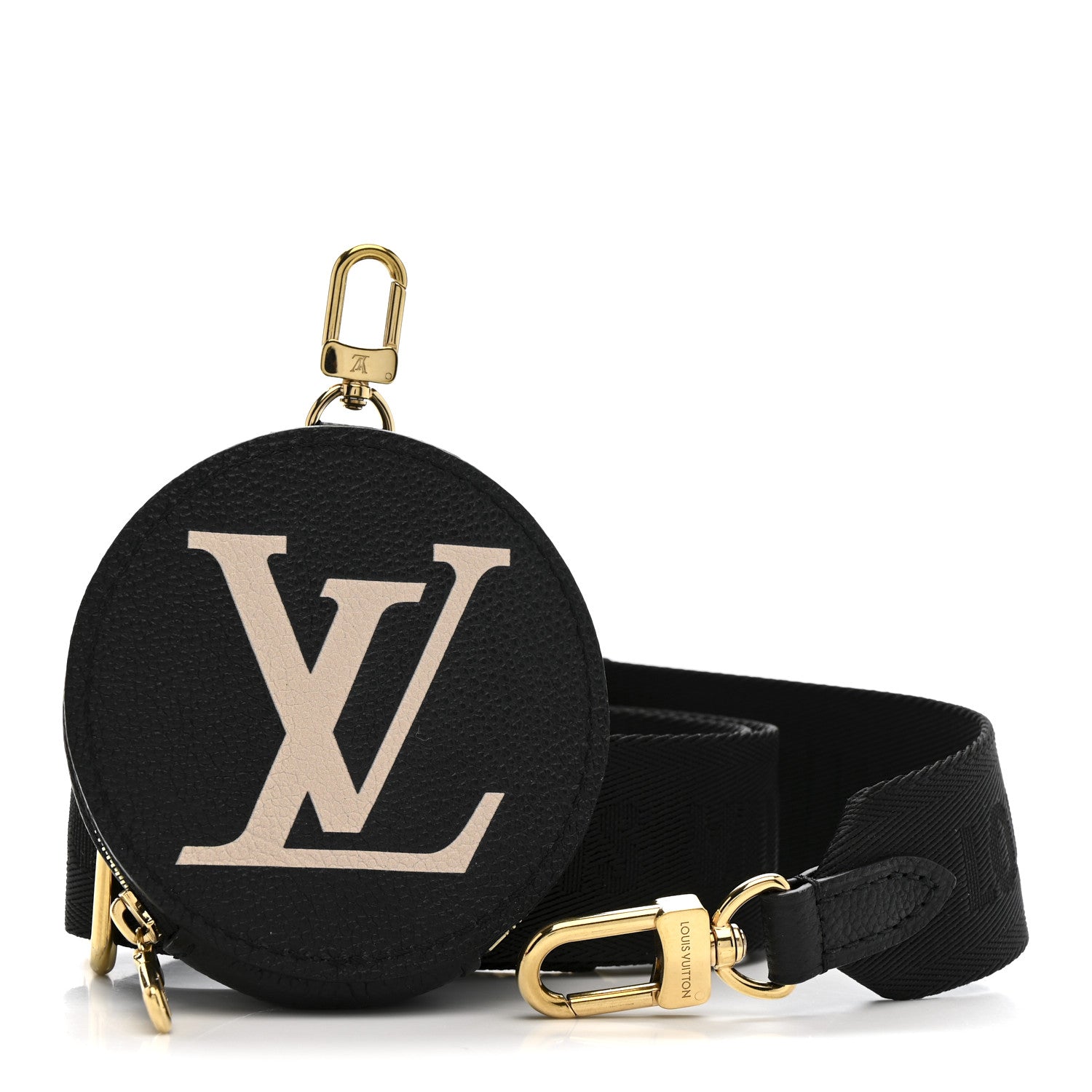 Louis Vuitton Nylon Empreinte Monogram Giant Bandouliere Strap with Coin Purse Black Beige 1 of 7