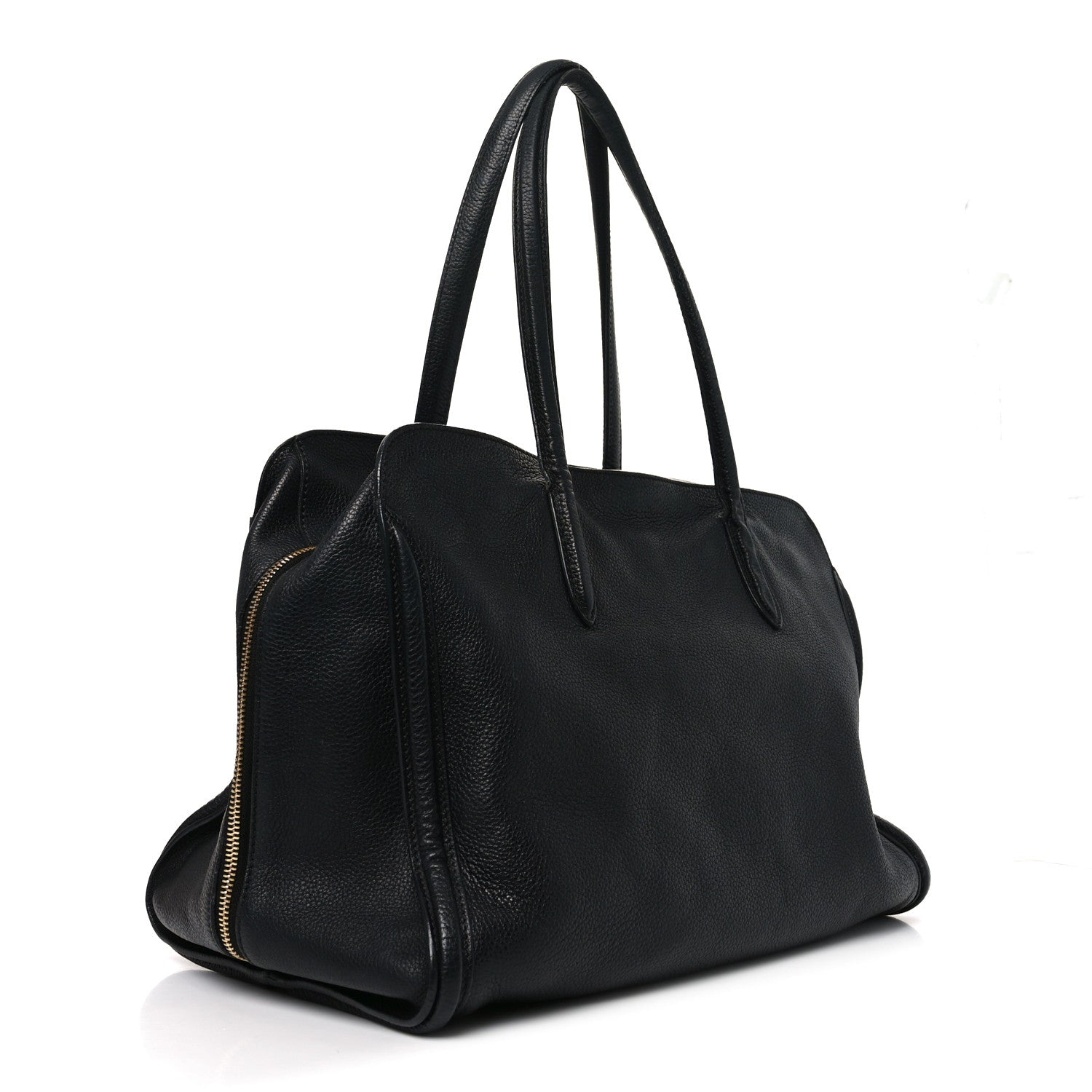 Alexander McQueen Pebbled Calfskin Large Skull Padlock Zip Around Tote Black 3 of 10