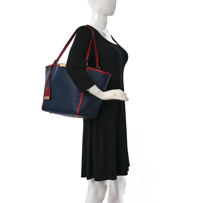 Burberry Grain Calfskin Small Canterbury Tote Parade Blue Carbon Red 2 of 11