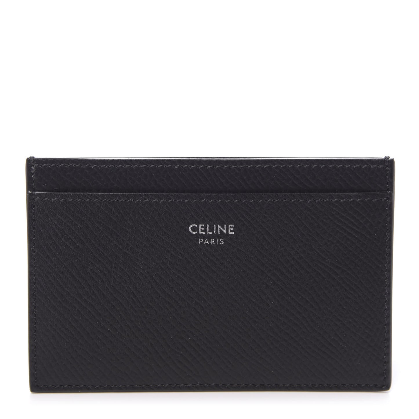 Grained Calfskin Card Holder Black