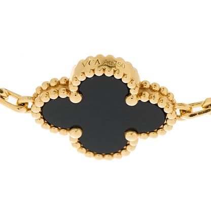 Van Cleef & Arpels 18K Yellow Gold Black Onyx 5 Motifs Vintage Alhambra Bracelet 4 of 5