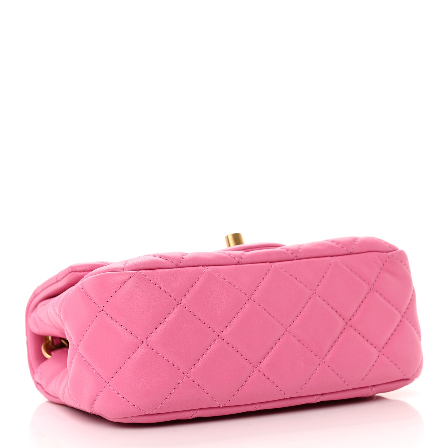 Lambskin Quilted Mini Pearl Crush Flap Pink