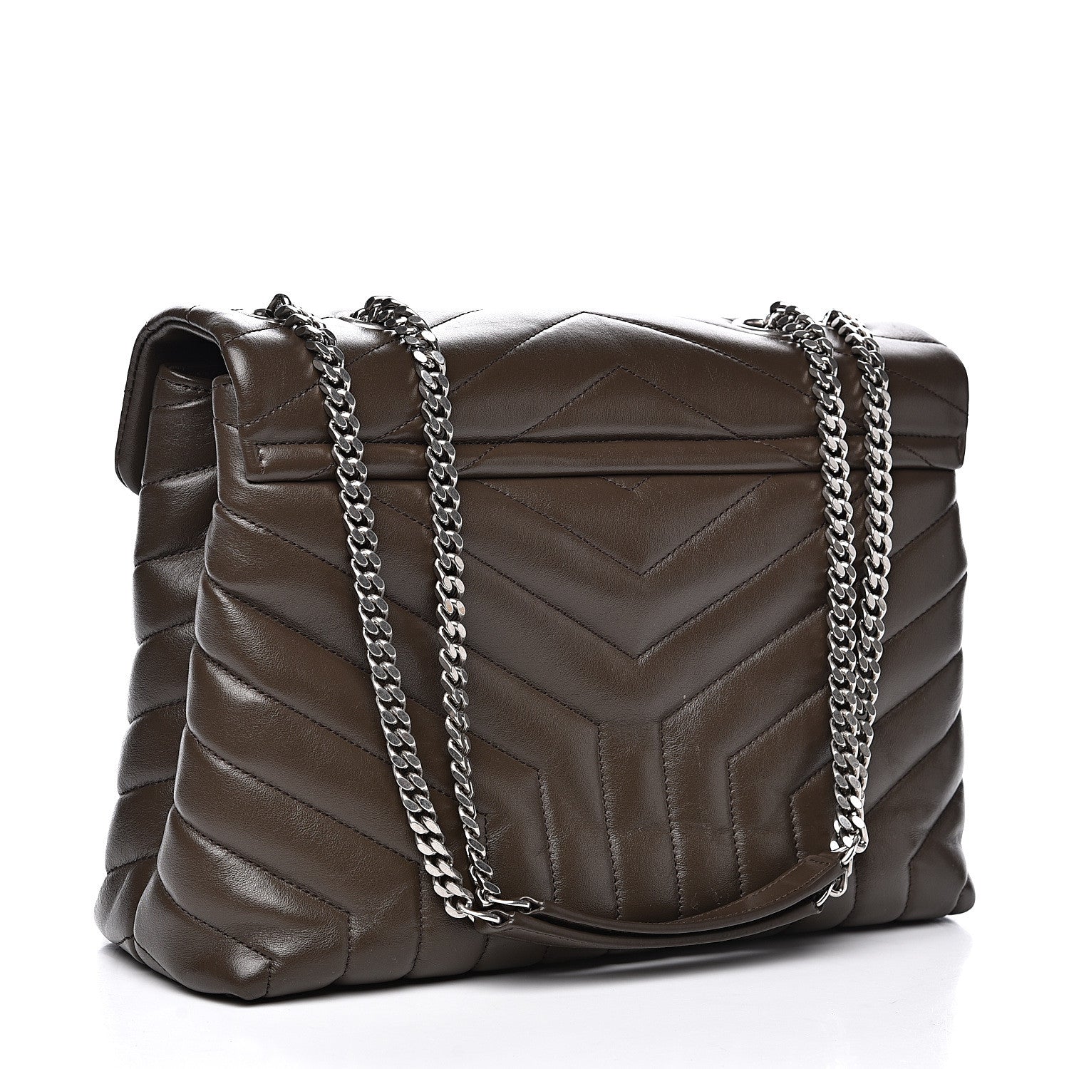Saint Laurent Calfskin Y Quilted Monogram Medium Loulou Monogram Chain Satchel Kaki Fonce 2 of 11