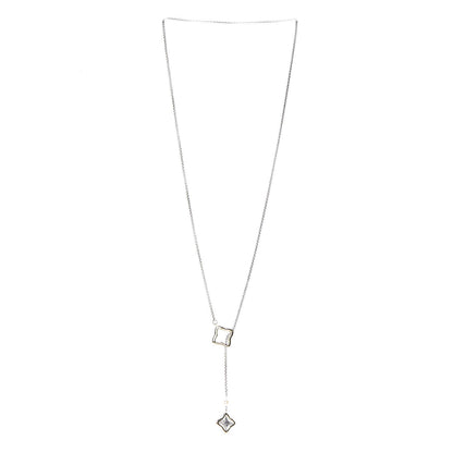 David Yurman Sterling Silver 18K Yellow Gold Pearl Quatrefoil Lariat Necklace 3 of 7