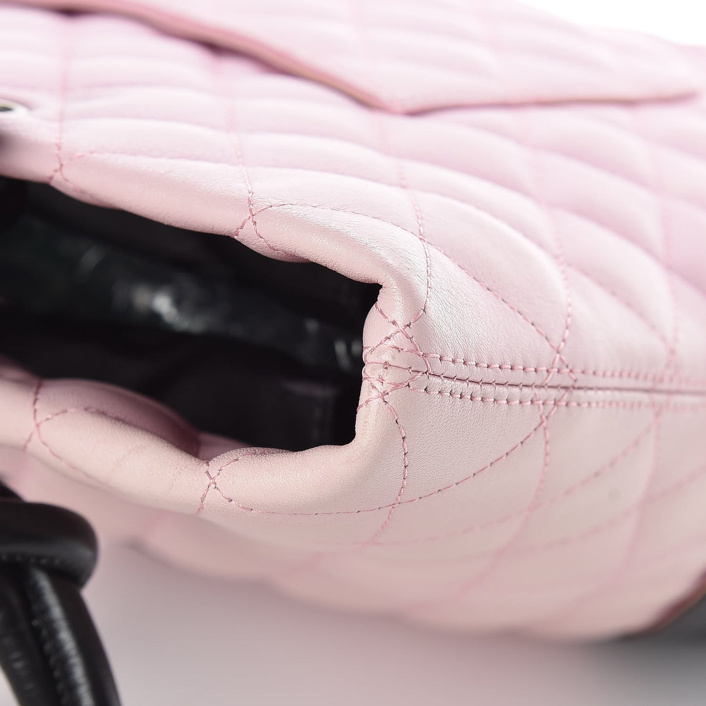 Calfskin Quilted Medium Cambon Tote Pink Black