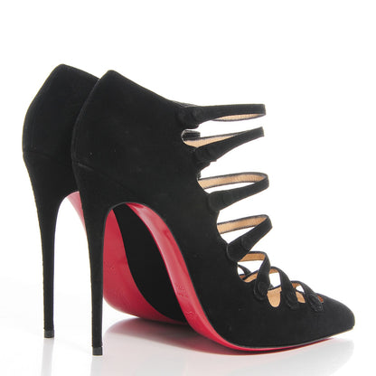 Christian Louboutin Suede Viennana 120 Strappy Booties 39.5 Black 4 of 6