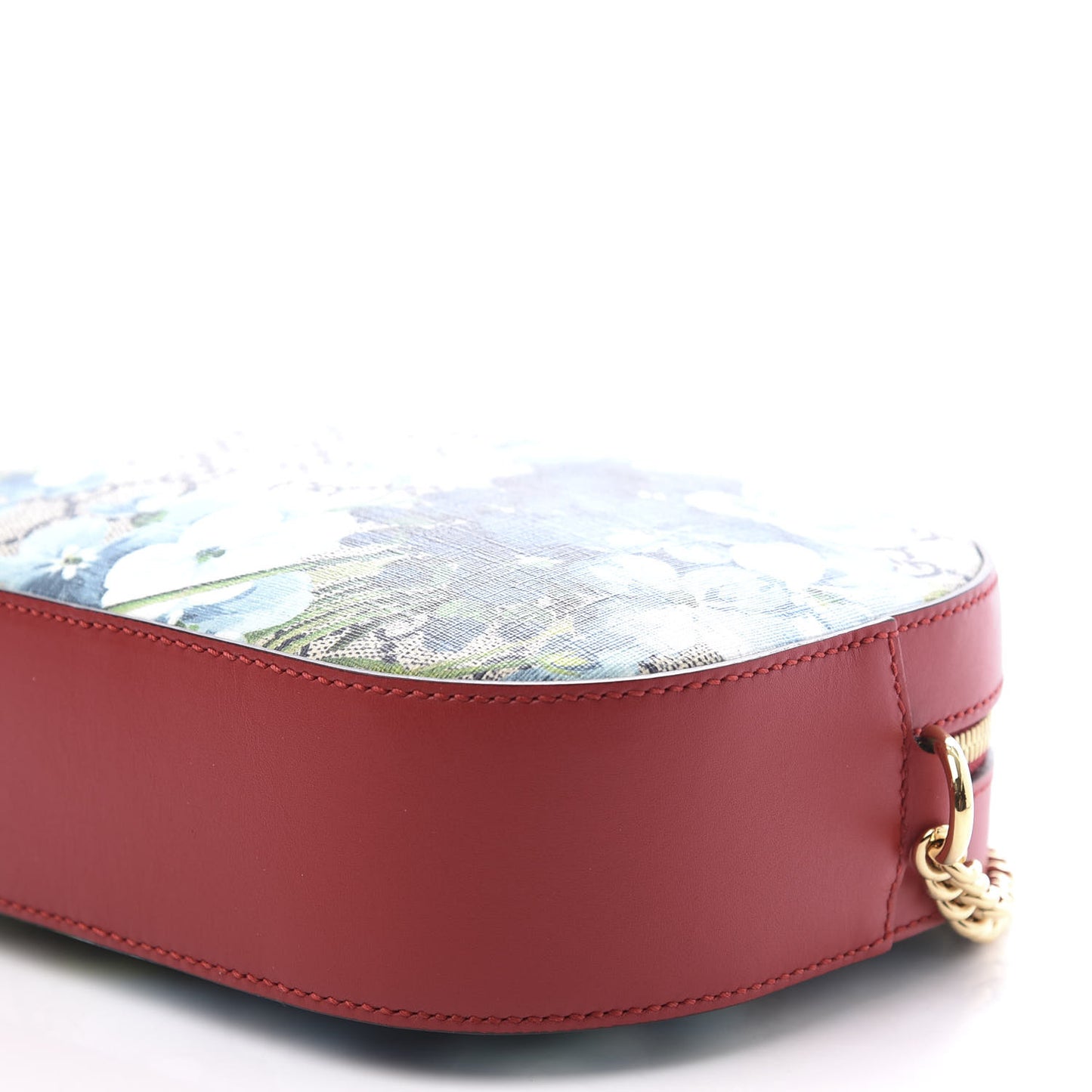 GG Supreme Monogram Blooms Mini Chain Shoulder Bag Beige Blue Navy Hibiscus Red