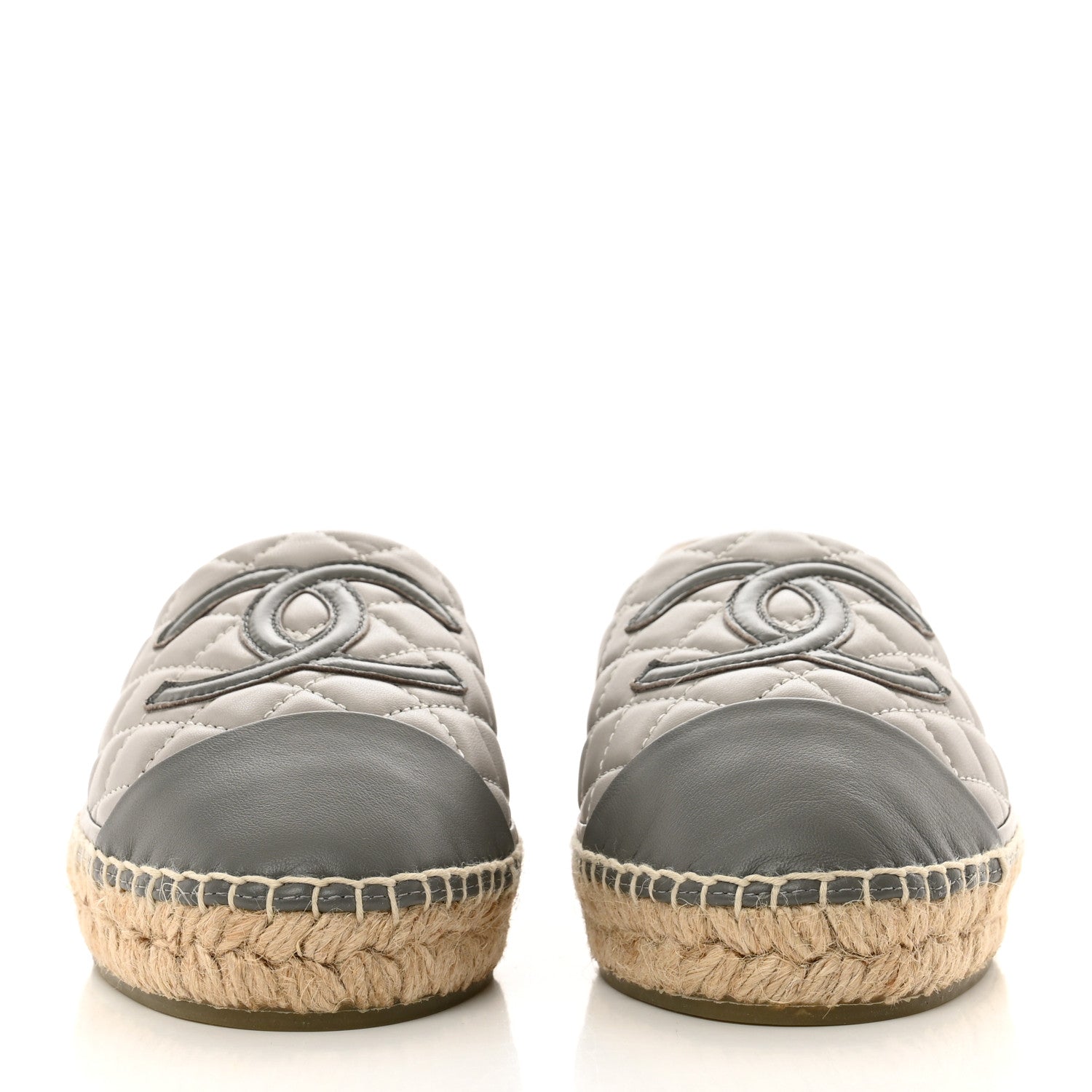 Chanel Lambskin Quilted CC Espadrilles 37 Grey 2 of 7