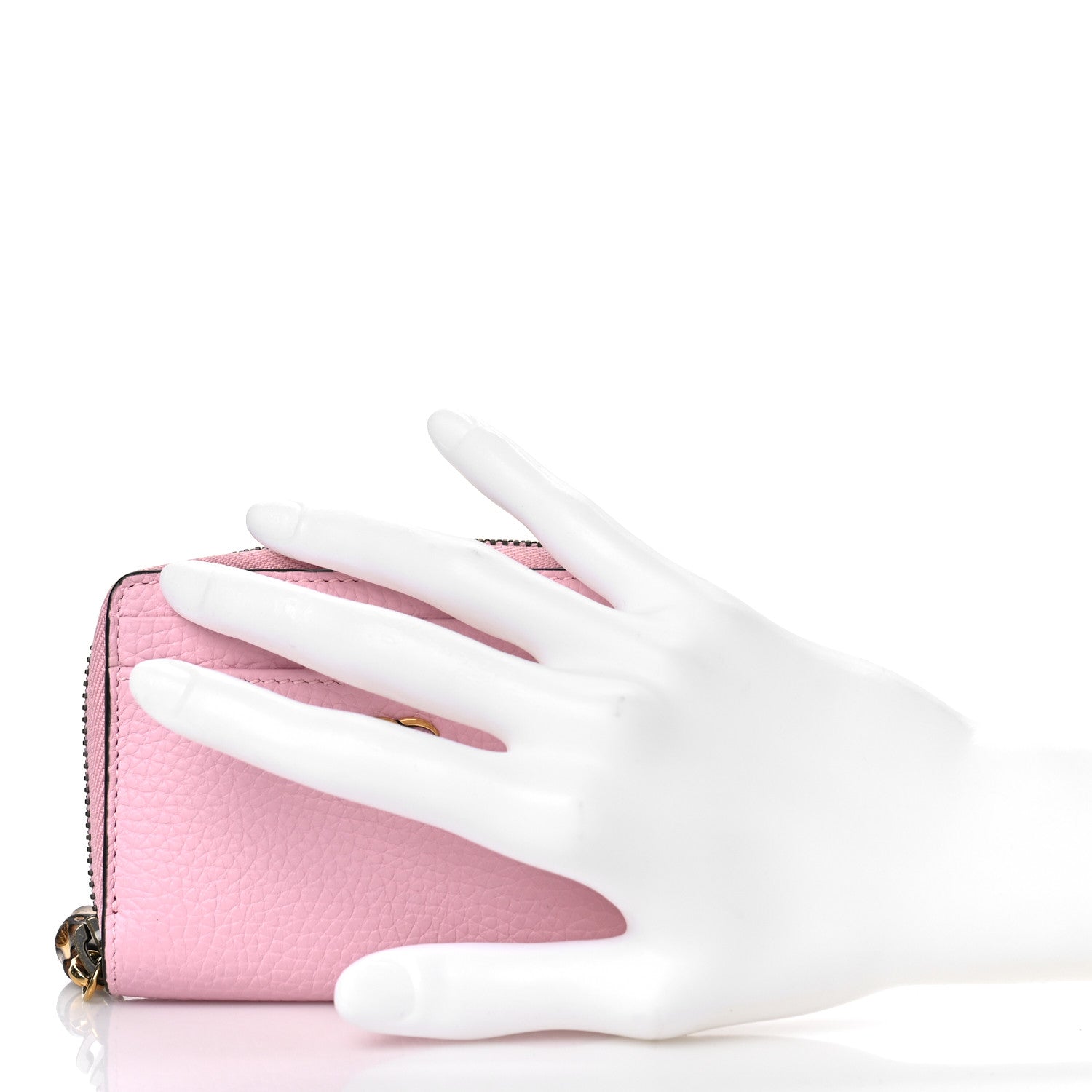 Gucci Piuma Calfskin Bamboo Double G Zip Card Case Sugar Pink 2 of 9