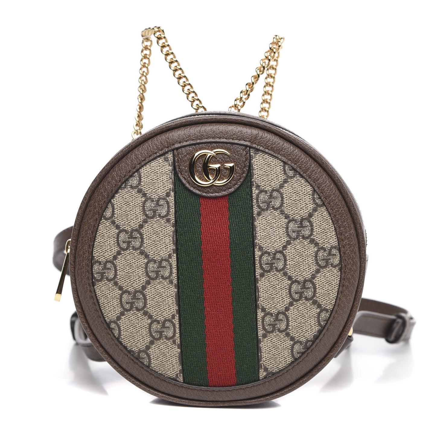 GG Supreme Monogram Web Mini Ophidia Round Backpack Brown