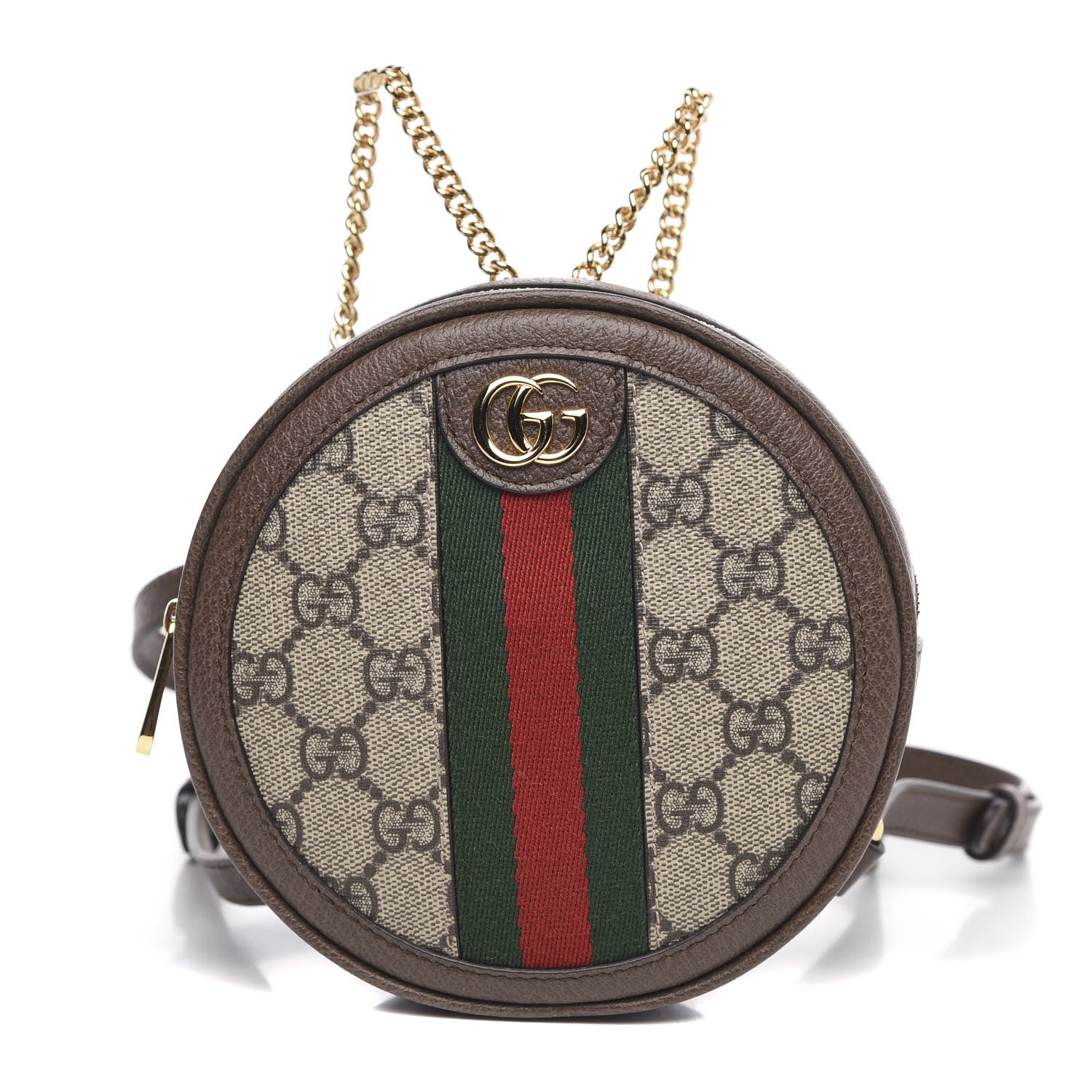 Gucci GG Supreme Monogram Web Mini Ophidia Round Backpack Brown 1 of 9