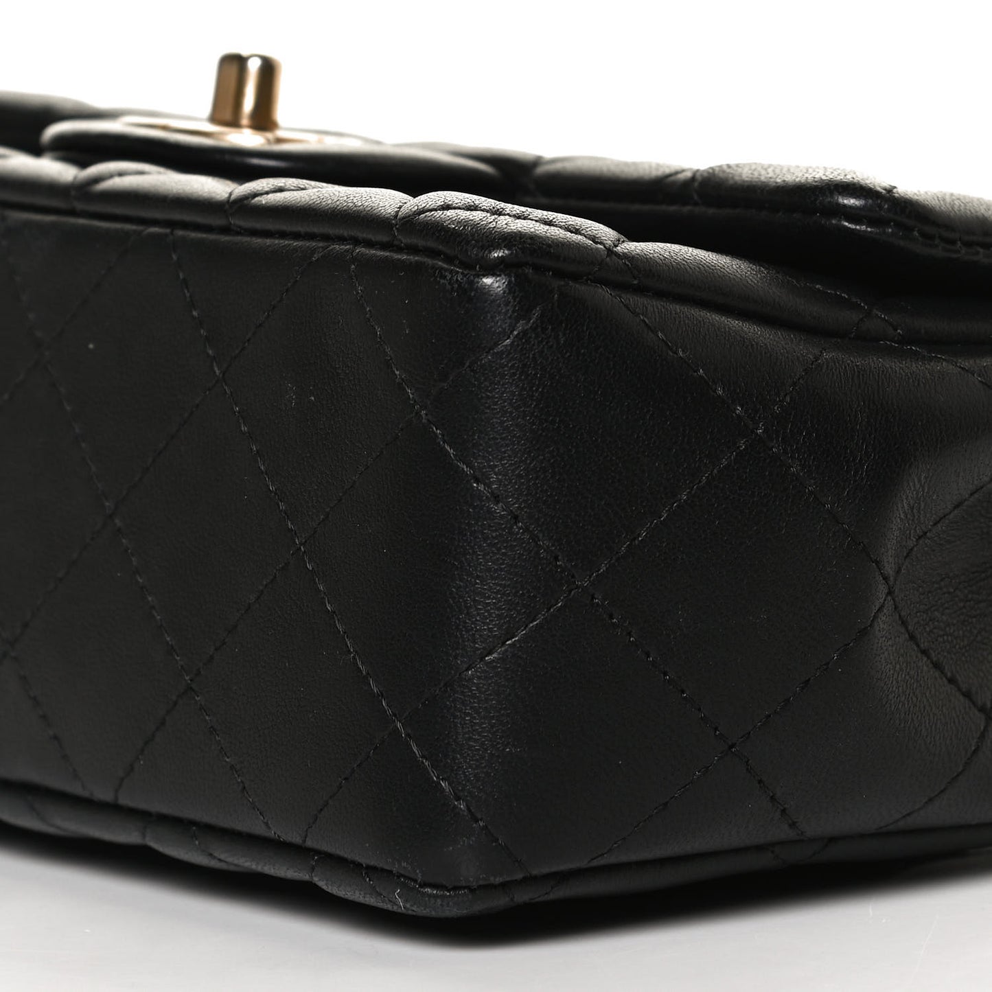 Lambskin Quilted Mini Rectangular Flap Black