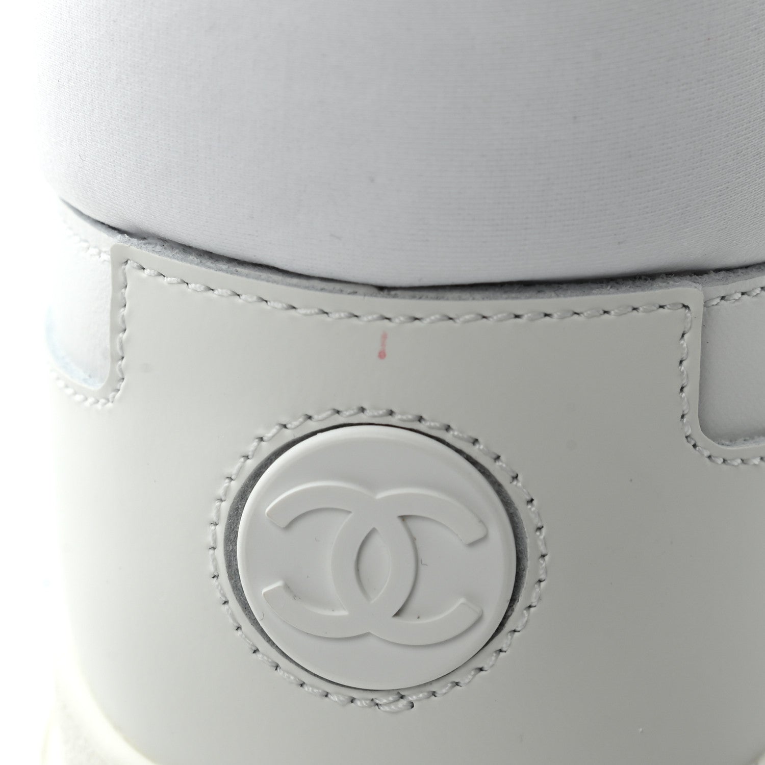 Chanel Calfskin Mesh Lycra Womens Logo High Top Sneakers 37 White 12 of 12