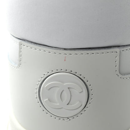 Chanel Calfskin Mesh Lycra Womens Logo High Top Sneakers 37 White 12 of 12