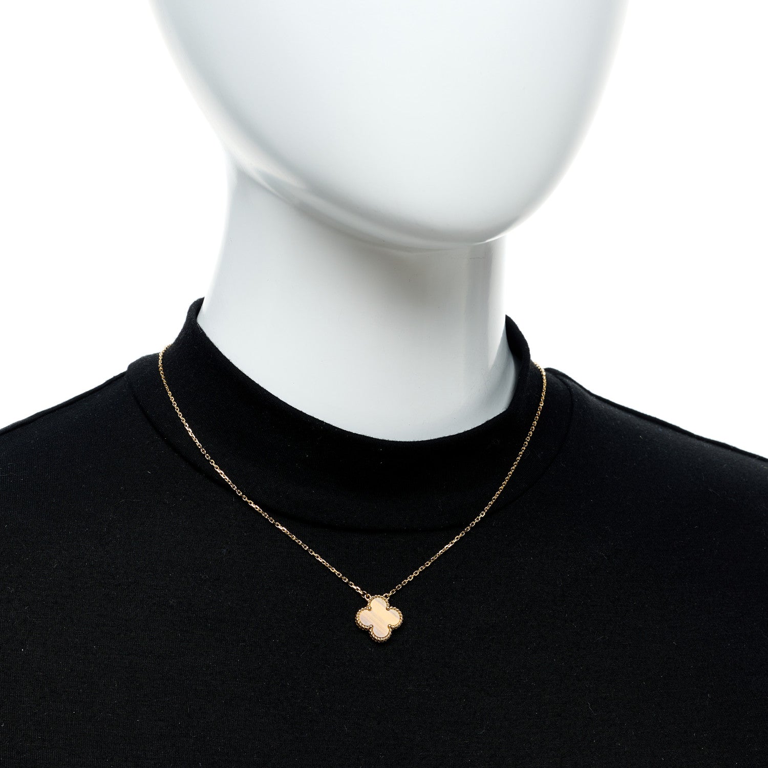 Van Cleef & Arpels 18K Yellow Gold Tiger Eye Vintage Alhambra Pendant Necklace 2 of 6