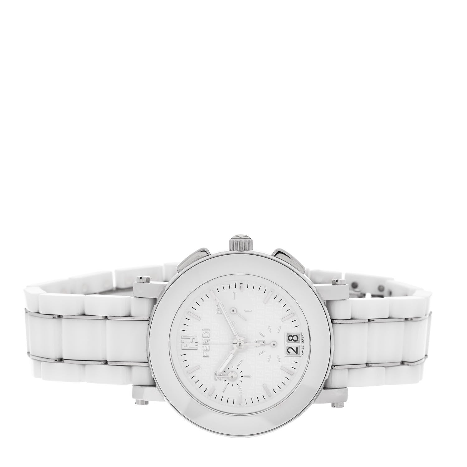 Fendi Stainless Steel Ceramic 38mm Chronograph Quartz Watch White 2 of 5
