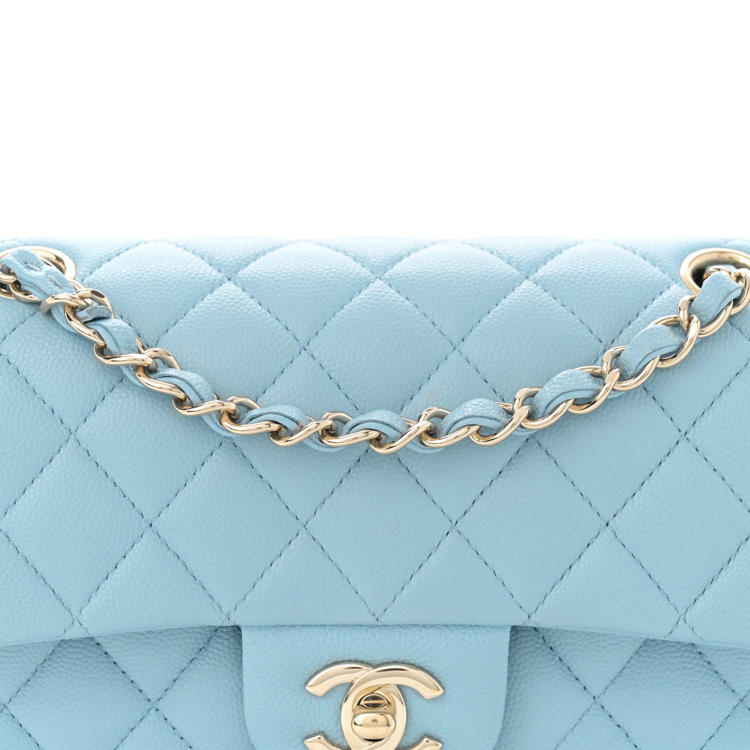 Chanel Caviar Quilted Small Double Flap Light Blue 8 of 14