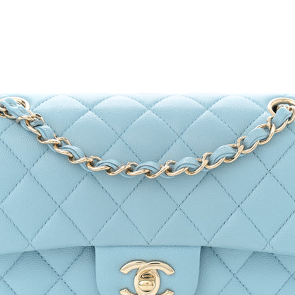 Chanel Caviar Quilted Small Double Flap Light Blue 8 of 14