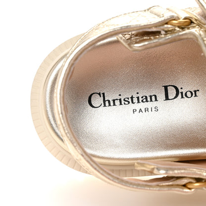 Christian Dior Laminated Sheepskin Cannage Dioract Sandals 38 Pale Gold 8 of 12